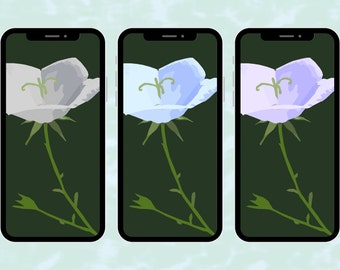Phone wallpapers, set of 3, illustrated bellflowers