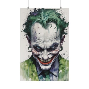 Joker&#39;s Grin: Iconic Villain Portrait Poster - Captivating Gotham&#39;s Mastermind, Artistic Joker Wall Art