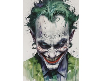 Joker's Grin: Iconic Villain Portrait Poster - Captivating Gotham's Mastermind, Artistic Joker Wall Art