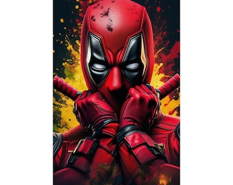 Deadpool in Action Poster - Quirky Antihero Movie Pose - Funny Wall Art Decor - Cinematic Comic Character Print