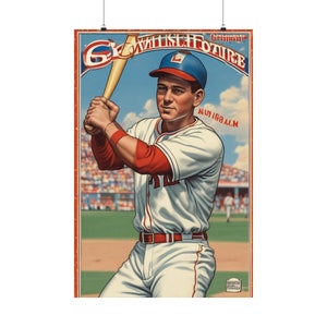 Vintage Baseball Trading Card Poster - Classic Sports Memorabilia Print, Retro Baseball Card Wall Art, Gift for Baseball Fans & Collector