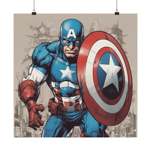 Captain America Poster - Classic Patriotic Wall Art - Marvel&#39;s First Avenger Decor