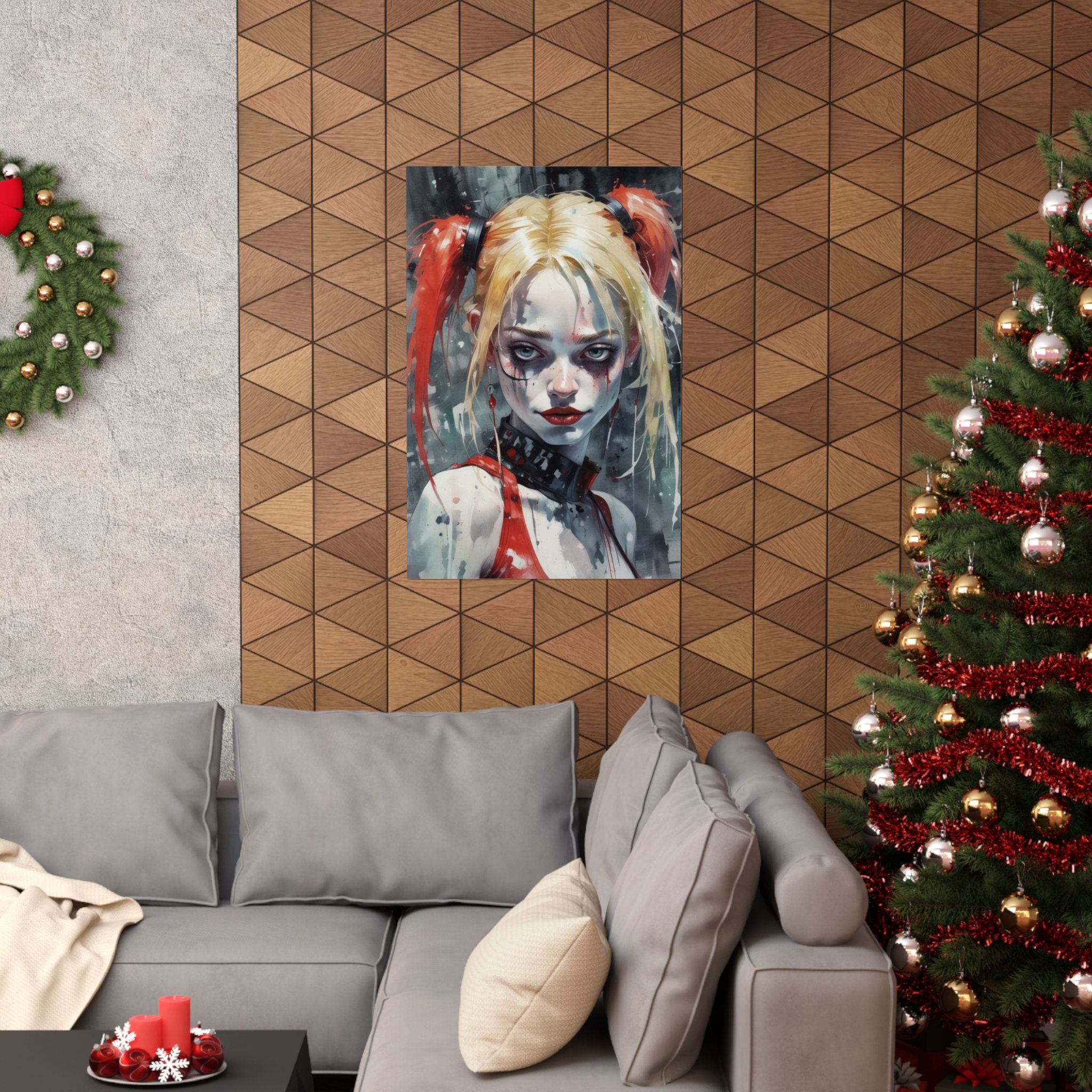 Vibrant Harley Quinn Headshot Poster Bold DC Comics Villainess Wall Art ...