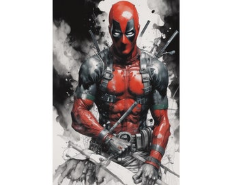 Deadpool Unleashed: Dynamic Wall Art Poster - Marvel's Mercenary in Action, Comic Book Hero Decor