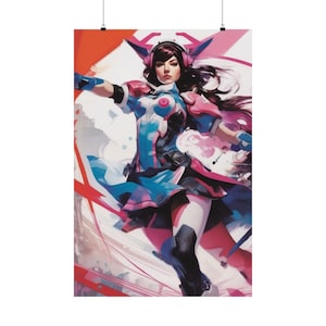 Overwatch D.VA Concept Posing Poster - Ultimate Gamer's Collectible Wall Art - Vibrant, Action-Packed Decor for Fans - High-Quality Print