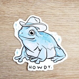 Howdy Frog Cowboy Hat Sticker Funny 3x3