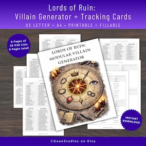 DnD Villain Maker: TTRPG NPC Generator with Printable Cards (Digital Download)