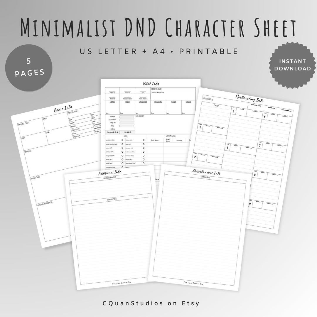 Dnd Character Sheet Dungeons And Dragons Spellcaster Dnd Etsy dnd-character-sheet-dungeons-and-dragons-spellcaster-dnd-etsy