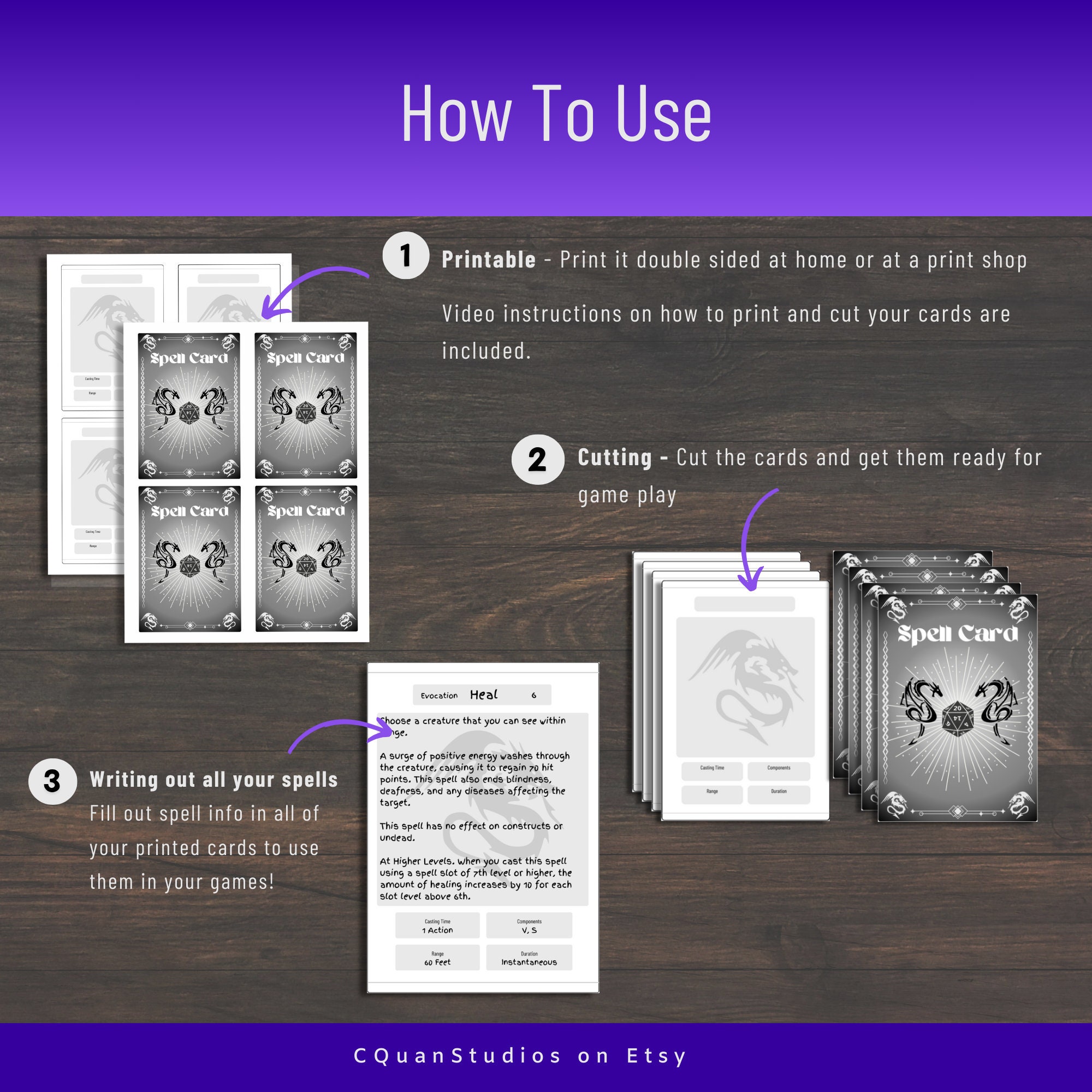 Blank, DND Spell Cards, 5e Spell Cards, Two Sided Cards, Dnd Printable ...