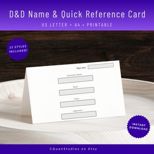 May include: A printable Dungeons & Dragons character sheet with fields for player name, character name, race, class, and alignment. The sheet is designed for use with US Letter or A4 paper.