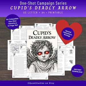 La flecha mortal de Cupido / Juego único de San Valentín de D&D / Aventura romántica de terror / Juego de rol para una cita nocturna / Corre esta noche