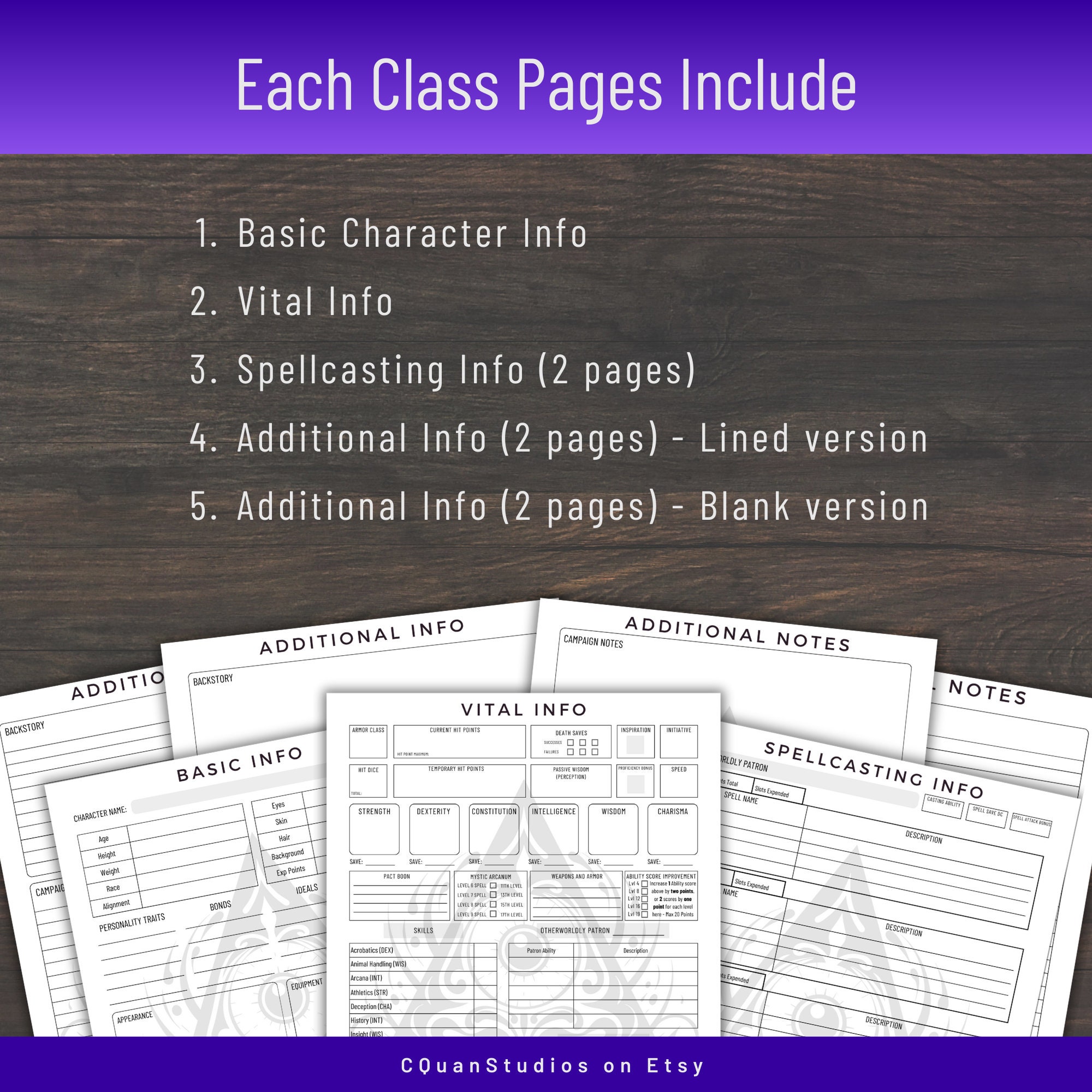 Player Sheet.pdf Dnd Character Sheet Bundle: 12 Class Player Sheets (digital Printable ...