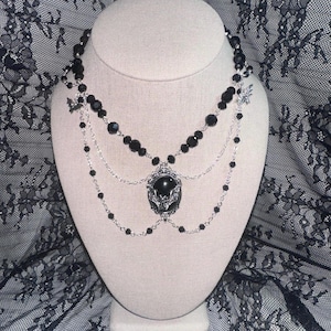 Black bat beaded necklace | Beaded necklace | Gothic necklace | One of a kind | Gothic gift | Vampire | Fancy necklace | Chain necklace