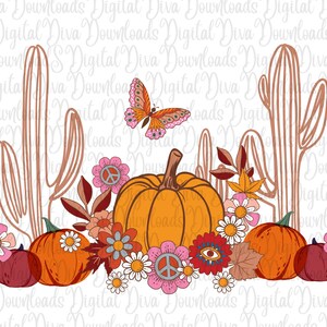 Fall PNG, Fall Pumpkin png, western fall pumpkin png, orange pumpkin png, groovy pumpkin png, fall vibes png