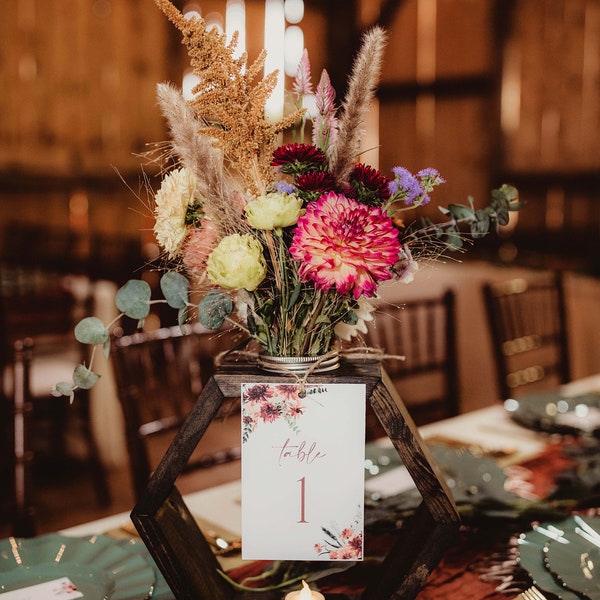 Rustic Wooden Hexagon Centerpiece with Mason Jar