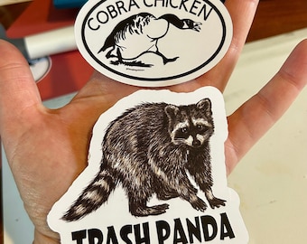 2 stickers, canadian theme, b&w, animals