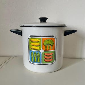 Vintage San Ignacio emaljgryta med ångkorg