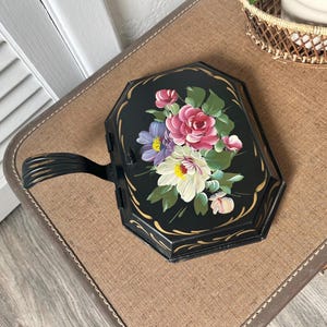 Vintage Crumb Catcher, Antique Silent Butler, Hand Painted Sweeper Pan