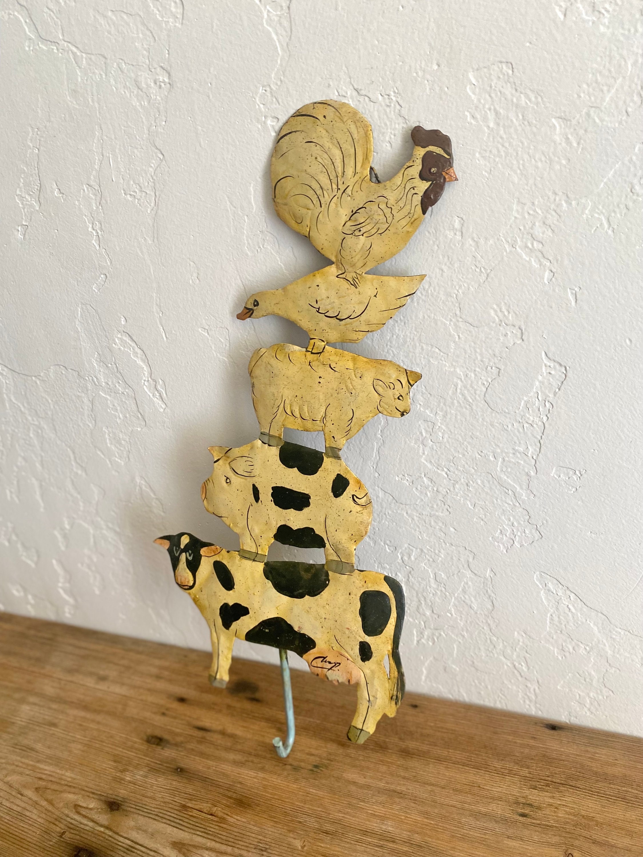 ヴィンテージ　アニマル　ウォールフック ヴィンテージ メタル ファーム アニマル ウォール フック - Etsy