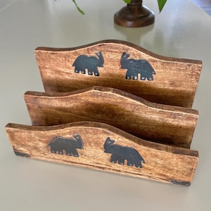 Wooden Elephants Mail Letter Holder