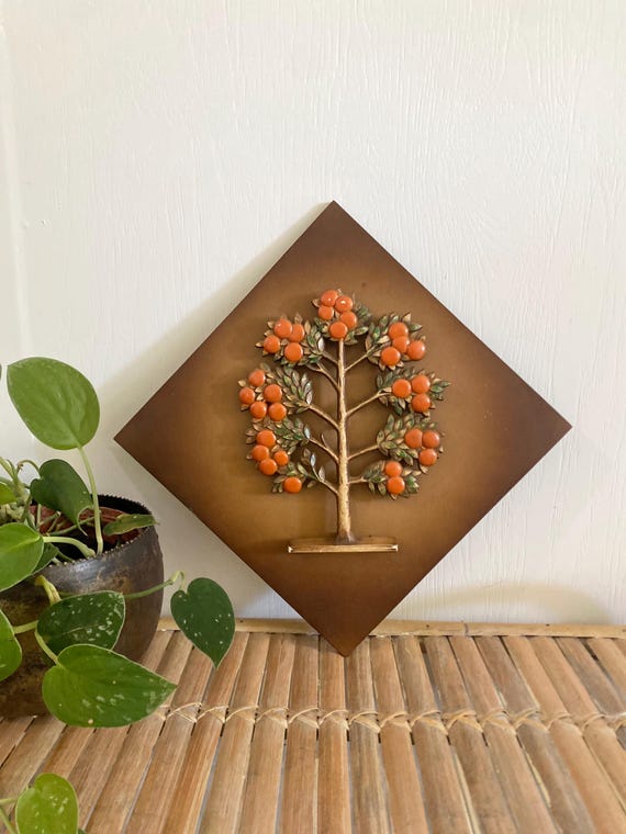 Vintage Syroco Orange Tree Wood Wall Decor Mid Century Syracuse NY