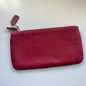 Vintage Coach Red Leather Zipper Pouch - Etsy