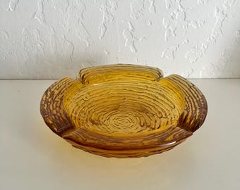 Posacenere in vetro ambrato vintage