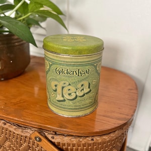 Vintage Ballonoff Golden Leaf Brand Ceylonese Tea Tin Canister