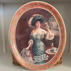 Pepsi Cola Advertising Metal Oval Tray