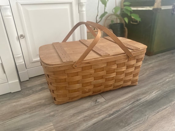 Basket Ville ヴィンテージバスケット Vintage Basketville Picnic Basket Made in Putney Vermont | Chairish