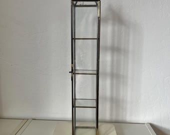 Vintage Tall Brass Jewelry Trinket Display Cabinet