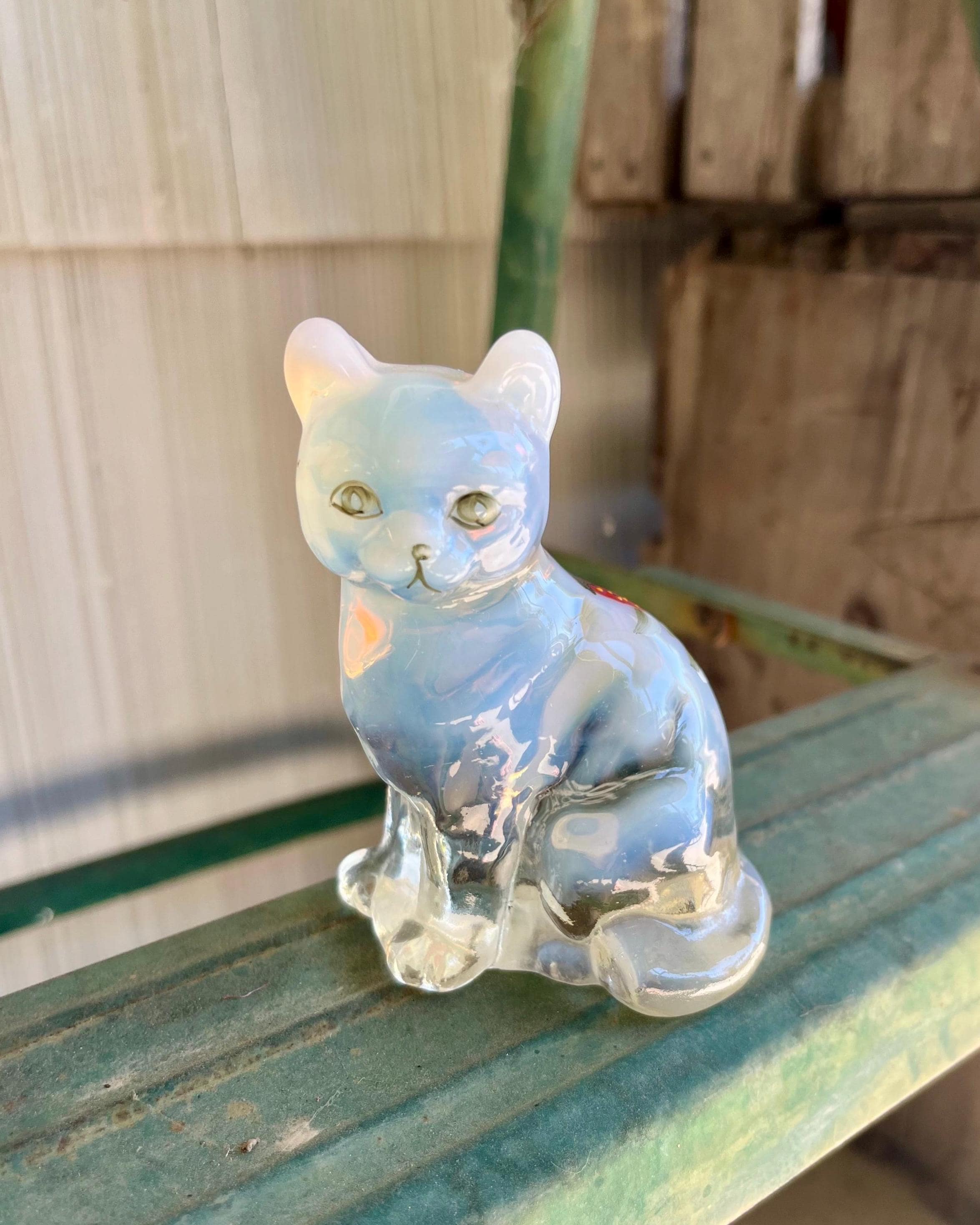 Fenton Glass Cat Figurine - Etsy