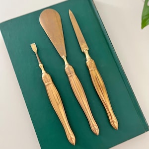 Antique Brass Manicure Vanity Set, Vanity Decor