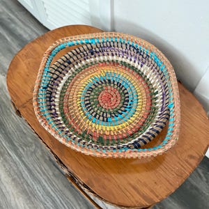 Vintage Colorful Woven Decorative Basket