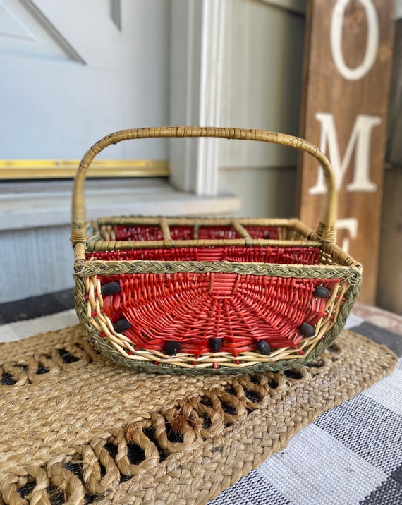 Vintage watermelon picnic basket Gem
