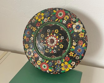 Vintage Daher Colorful Floral Lithographed Tin, Holland