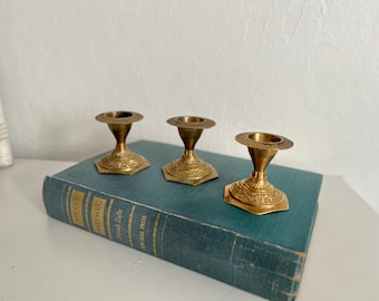 Eclectic Set of 3 Vintage Brass Candlestick Holders - Etsy