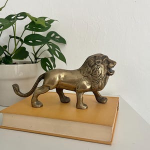 Vintage Brass Lion Figurine Statue