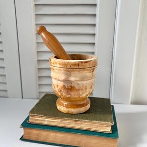 Vintage Rustic Wood Mortar and Pestel