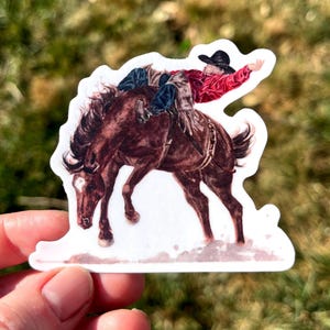 Watercolor Bucking Horse Sticker – Western Rodeo Cowboy Vinyl Decal for Laptop, Water Bottle, Car, Country Gift for Him or Her