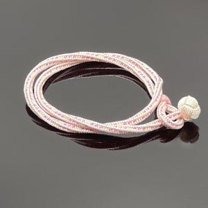 Japanese Pink Silk Kumihimo Braided Bracelet- Friendship Good Luck Bracelets-Japanese Traditional Braiding- Double Wrap Bracelet