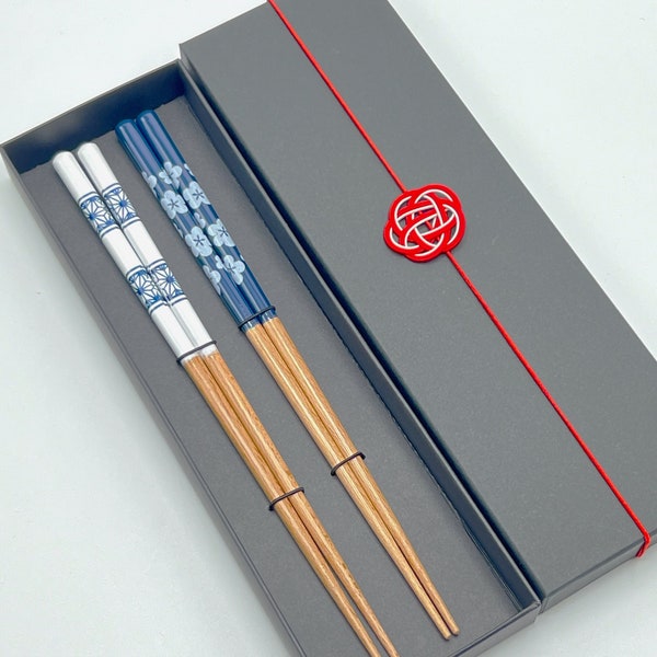 Japanese Chopsticks Gift Set in Mizuhiki Gift Box/Luxury Asian Dining Gift/2 Pairs of Wooden Chopsticks/Made in Japan/Gift for Couple