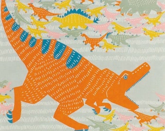 Japanese Furoshiki Large Wrapping Cloth KATA KATA Dinosaur/Animal Wall Decor/Kids Room Decor/Fun Birthday Gift for Kids/Dinosaur Lover Gift
