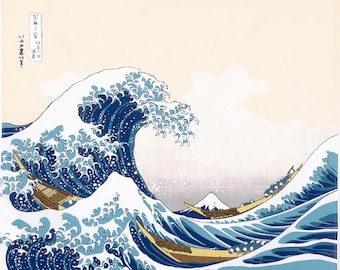 Japanese Ukiyo-e Art Hokusai The Great Wave off Kanagawa Furoshiki Wrapping Cloth - 27"Fabric Gift Wrap - Wall Decor-Knot Bag -Made in Japan
