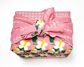 Pink Water-Repellment Furoshiki Wrapping Cloth 27"x27"/Floral Fabric Gift Wrap/Furoshiki Bag Making/Made in Japan/Decorative Table Runner