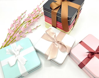 Colorful Square Mini Tin Gift Package Box - Cookie Candy Tin - Sewing Notions, Jewelry, Craft Storage -  Reusable Kawaii Cute Gift Wrapping