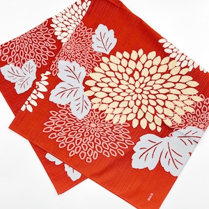Large Red Chrysanthemum Furoshiki Wrapping Cloth - Japanese Knot Bag - Reusable Gift Wrap - Table Runner (35" Square)
