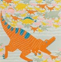 Dinosaur Print Large Japanese Furoshiki Fabric Wrap - Organic Cotton (40in x 40in) - Kids Room Dino Tapestry - Gift Wrapping