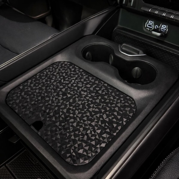Ram 1500 Center Console Cover | Flat Work Surface Insert | 5th Gen Ram Organizer Lid | Hidden Storage Cover | Matte, Carbon Weave, Textured