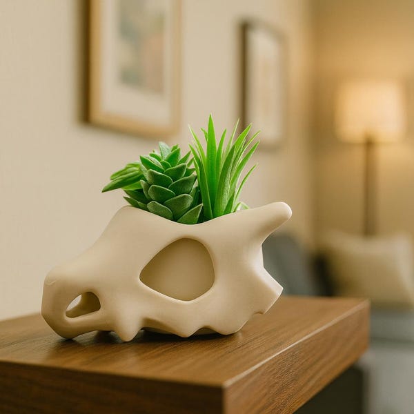 Cubone Wall-Mountable Succulent Planter – 3D Printed Pokémon-Inspired Decor for Tabletop or Wall Display